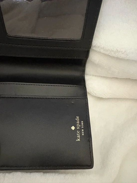 Kate Spade Leila Black Pebbled Leather Medium Universal Phone Wristlet Wallet - Picture 9 of 15